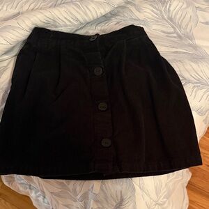 GAP Black Corduroy Button-Front Mini Skirt